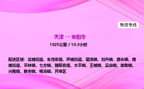 天津到枣阳市物流专线-【快速安全的】天津至枣阳市货运公司