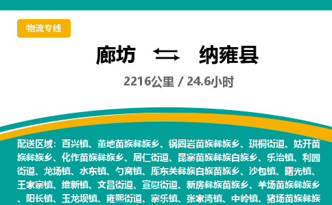 廊坊到纳雍县货运公司_廊坊到纳雍县物流专线「准时到货」
