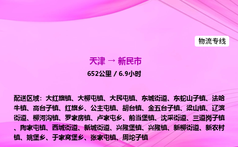天津到新民市物流专线-【快速安全的】天津至新民市货运公司