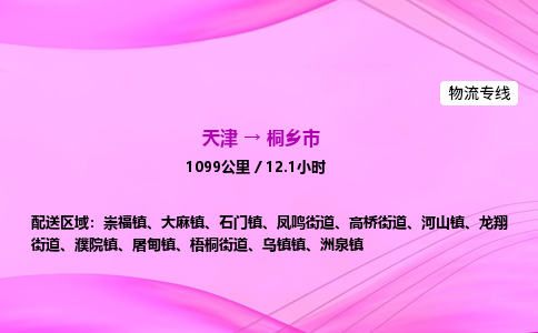 天津到桐乡市物流专线-【快速安全的】天津至桐乡市货运公司