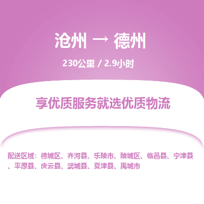 沧州到德州物流公司-沧州至德州专线-的一站式物流解决方案